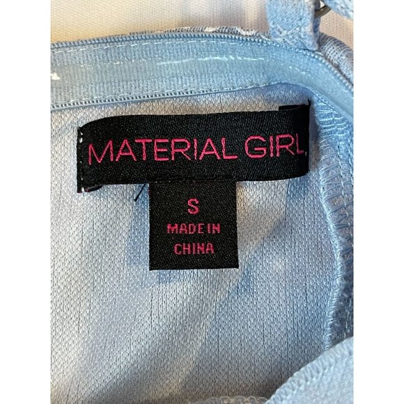 Material Girl Womens Floral Mini Dress Built-in Bra Backless Blue White SZ Small - Picture 9 of 9